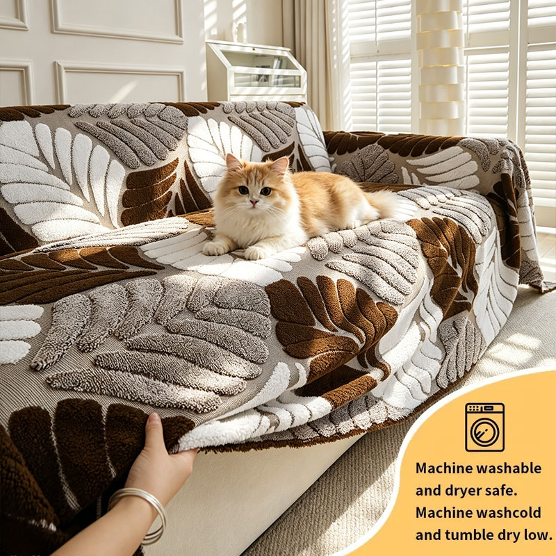 Textured Throw Natural - غطاء أريكة ثلاثي الأبعاد بلونين، يضيف