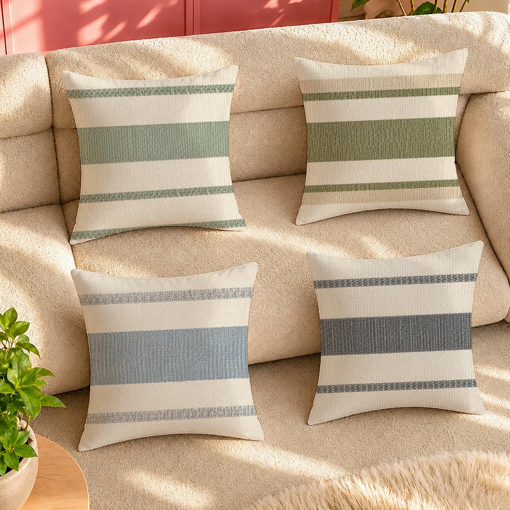 Textured Throw Natural - غطاء وسادة بتصميم خطوط طبيعية، غطاء